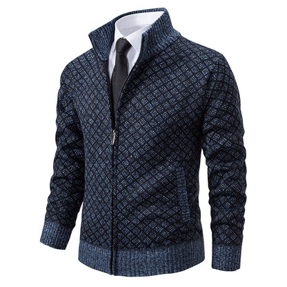 Thickened Sweater Coat Stand-up Collar Slim-fit Long-sleeved Casual Men's Clothing