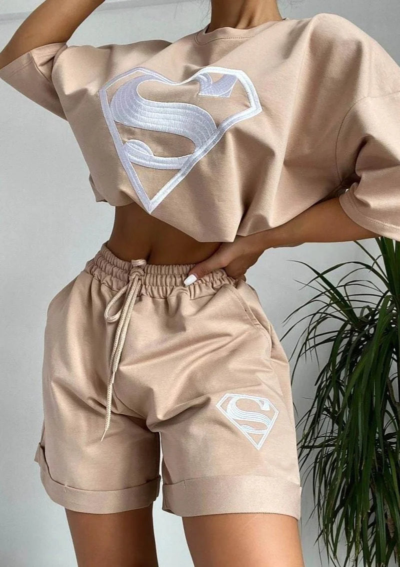 2023 Women Tracksuit Summer O-neck T-shirt