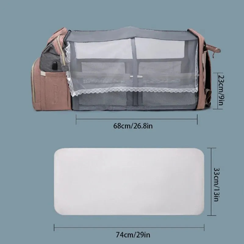 Large Capacity Fashionable Mother And Baby Bag Usb Charging Simple Thermos Box Portable Crib Mother Bag