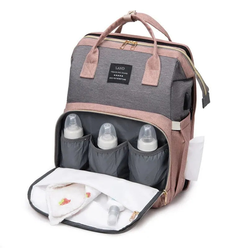 Large Capacity Fashionable Mother And Baby Bag Usb Charging Simple Thermos Box Portable Crib Mother Bag