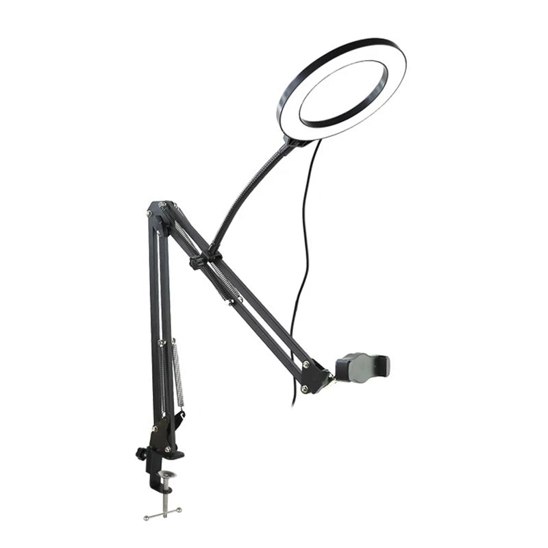 Overhead Tripod for Phone with Ring Light Desktop Cellphone Bracket for Video Shooting Table Mobile Mount for Filming Recording