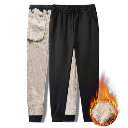 Autumn Winter Pants Men Women Trousers Warm Fleece Drawstring Pants M-5XL